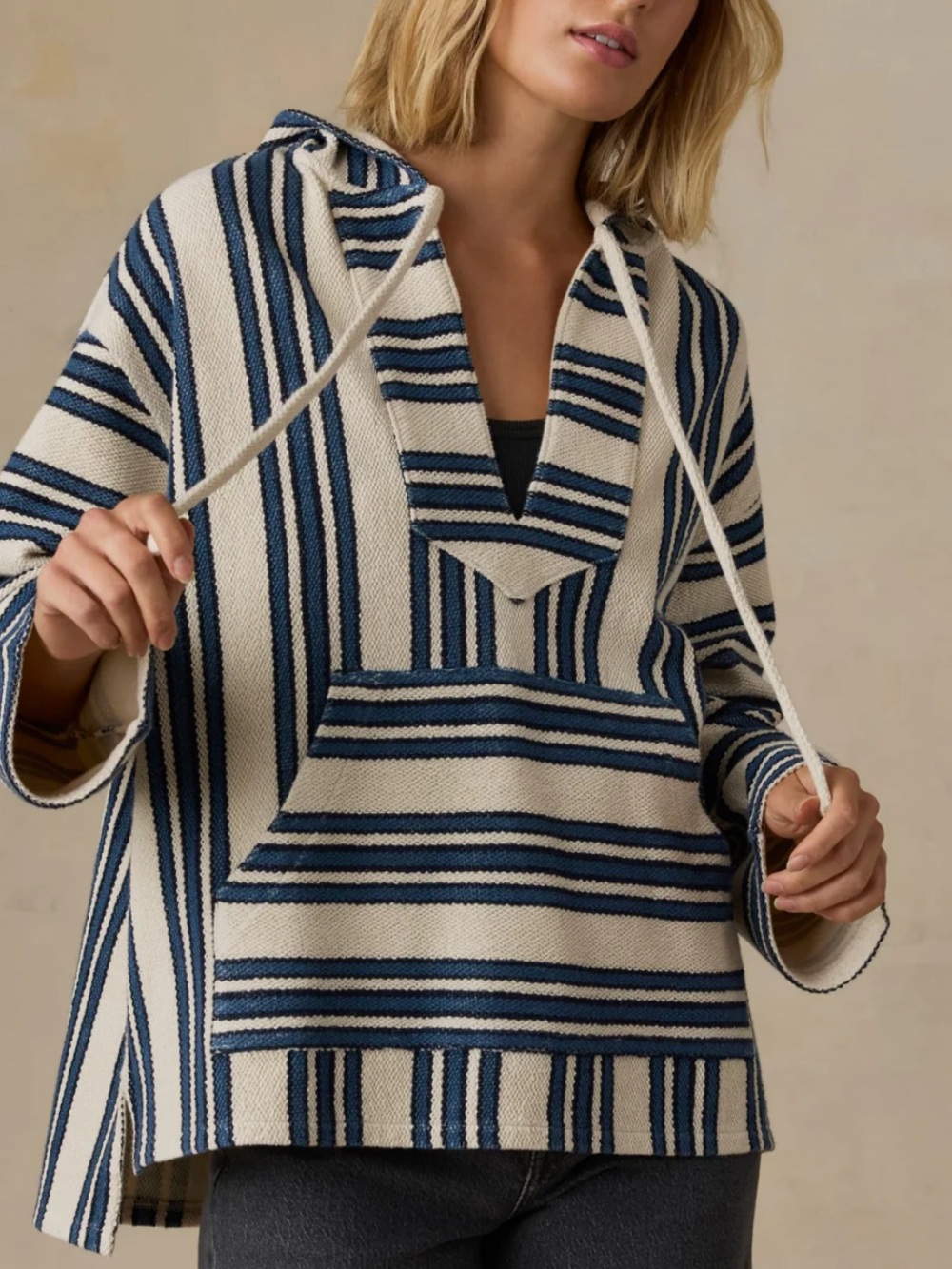 Faherty Women Baja Hoodie Kingfisher Stripe SMALL NWT
